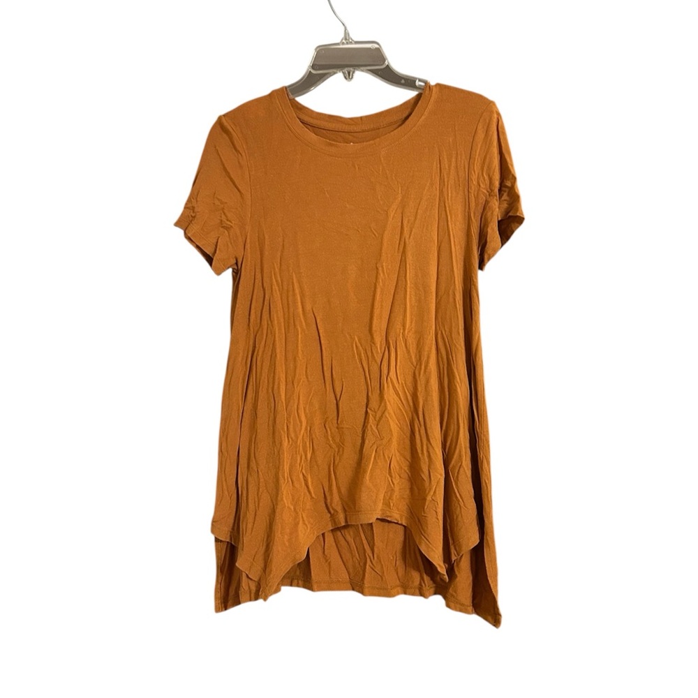 Cuddl Duds Asymmetrical Orange Size Small Short Sleeve Tee